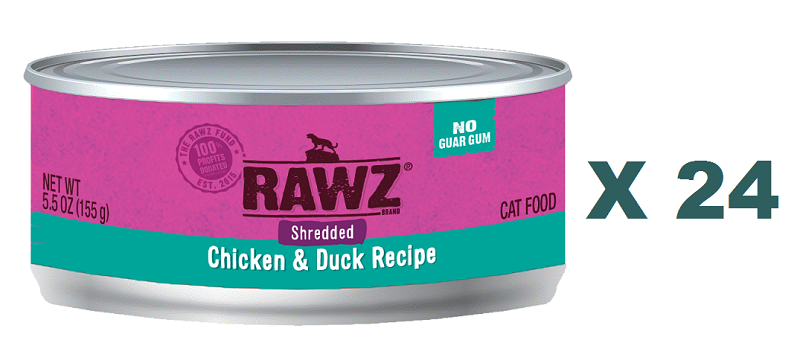 155克 RAWZ 無穀物雞肉及鴨肉肉絲貓罐頭 , 泰國製造x24罐特價 (平均每罐 $24.5)